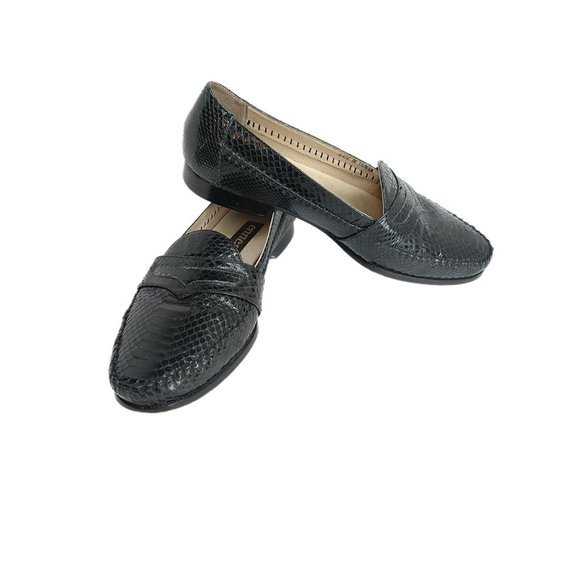 Ennesi Black Reptile Snakeskin Mens Slip On Loafers Size 9 Snakeskin main image 4